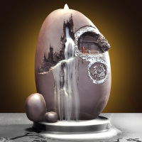 小窝厘 香炉大号高山流水倒流香炉家用室内塔香檀香沉香熏摆件 静尘高山流水香炉+八角盒沉香