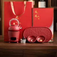 苏氏陶瓷(SUSHI CERAMICS)鎏银日月同辉煮茶壶干泡围炉煮茶多用功夫茶具伴手礼套组