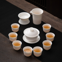 佳德美羊脂玉瓷圆禧三才盖碗瓷化陶瓷中国白套组180ML