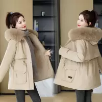 派克服女2024新款冬季时尚百搭棉服加绒连帽外套大毛领保暖棉衣女