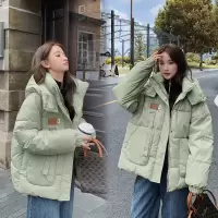 连帽羽绒棉服女2024秋冬新款韩版大码宽松小个子面包服外套棉袄潮