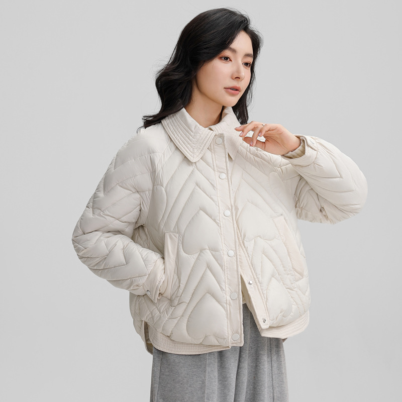 2024加厚新款翻领短款棉服外套女加厚小香风衬衫领宽松百搭棉衣女