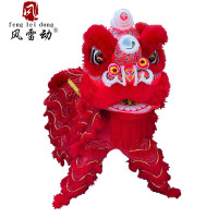 风雷动红色舞狮3号双人道具标准南狮醒狮高档表演羊毛狮子头道具舞狮子套装舞狮子常规