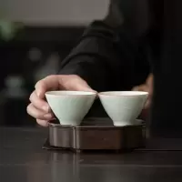 苏氏陶瓷(SUSHI CERAMICS)卵青功夫茶杯开片冰裂品茗杯两个装简装款
