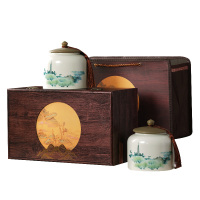 益生仙 碧螺春绿茶茶叶山水木盒400g