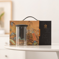 苏氏陶瓷(SUSHI CERAMICS)手绘釉画彩千里江山玻璃办公杯