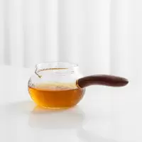 苏氏陶瓷(SUSHI CERAMICS) 锤纹玻璃公道杯实木侧把防烫加厚耐热分茶器家用茶海茶具配件