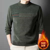 男式加绒上衣中年男士加厚打底衫圆领一体绒毛衣雪尼尔针织衫男装_88027