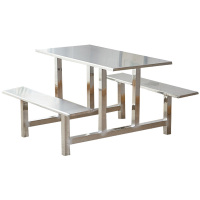 湘渭学校食堂不锈钢餐桌椅4人6人8人位员工饭堂连体快餐桌椅组合6人位不锈钢(加固)