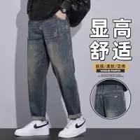 潮流复古港风哈伦裤男宽松秋冬新款时尚感休闲百搭锥形牛仔裤男生