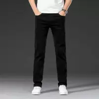 四季主推男式弹力纯黑色牛仔裤男青年韩版修身小直筒休闲运动长裤_835375