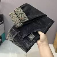 春秋软牛仔裤男士新款斜插口袋中高腰修身弹力小直筒休闲裤子长裤