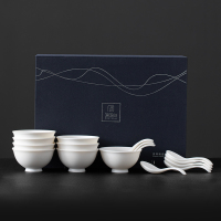 苏氏陶瓷(SUSHI CERAMICS) 餐具套装中国白羊脂玉瓷高档反口碗16头餐具礼盒套装口径11.8cm