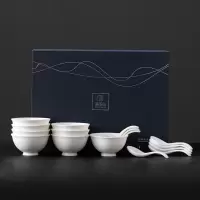 苏氏陶瓷(SUSHI CERAMICS) 餐具套装中国白羊脂玉瓷高档反口碗16头餐具礼盒套装口径11.8cm