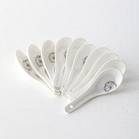 苏氏陶瓷小汤勺蒲公英系列釉中彩调羹小饭匙子10支装