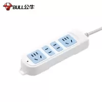 公牛(bull)GN-101全长10米4插位新国标带儿童保护门大孔间距插座/接线板/排插/拖线板/插排蓝白色