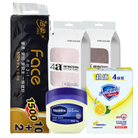 洁柔劳保套装(舒肤佳香皂+凡士林修护晶冻+洁柔卷纸+金号毛巾)