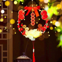 九洲豪 元宵中秋手提花灯 儿童手工浆果蝴蝶结灯笼 WQ-花灯01-新年快乐 4个/组