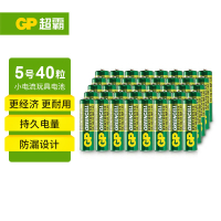 超霸(GP)5号电池40粒五号碳性干电池适用于耳温枪/血氧仪/血压计/血糖仪/鼠标等5号/AA/R6P 单位:盒