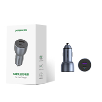 绿联(UGREEN)车载充电器汽车点烟器一拖二苹果15PD30W华为超级快充头双口52.5W