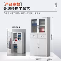 鑫广顺 文件柜办公柜钢制铁皮柜资料柜财务室档案柜储物柜中二斗文件柜 1800*850*390mm 单位:个