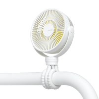 几素 婴儿车风扇小型宝宝推车柔风小风扇 变频睡眠风+四档调节+720°旋转出风[冰川白]