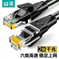 山泽 千兆高速宽带线 CAT6类电脑路由器2.5g网络工程监控线 8芯成品跳线 黑色2米 WD6020 单位:条