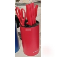 炊大皇五件刀具套装 菜刀套装 家用厨房切菜刀水果刀切片刀套刀组合 JTD06-A红色