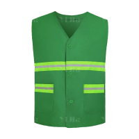 翌嘉 YJ4112149 反光背心环卫园林反光马甲施工交通反光衣 环卫款墨绿色