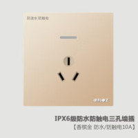 中科电工 防水防触电开关插座面板 浴室智能马桶户外阳台防雨淋防触电插座 3孔插座10a金色