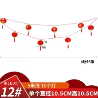 户外连串 LED发光灯笼大红灯笼春节新年节日连串灯笼-横向5米10灯12#圆灯笼带灯