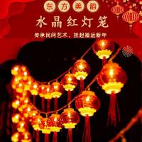 新年春节LED红灯笼灯串户外防水彩灯节日喜庆装饰灯笼 -【220V插电款6米40灯】8模式;新款4cm水晶流苏红灯笼/