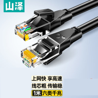 山泽 六类网线 CAT6类千兆高速网络宽带线8芯双绞 WD6010 黑色 1米