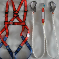 欧式五点式安全带 带缓冲 大勾 单钩2m绳长