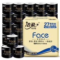 洁柔有芯卷纸 黑Face加厚4层140g卫生纸*27卷