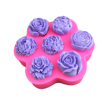 7孔玫瑰花牡丹花硅胶模具