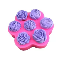 7孔玫瑰花牡丹花硅胶模具