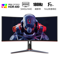 AOC 34英寸带鱼屏WQHD 180Hz HDR400 HVA快速液晶1ms 21:9曲面电竞显示器CU34G2XP