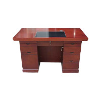 正斌老板桌大班台总裁桌椅组合贴实木皮办公桌简约现代单人主管经理桌1.4米贴木皮办公桌