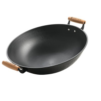 美菱(MeiLing)家用双耳大铁锅陆川手工锻打防烫无涂层炒锅熟铁锅圆底燃气炉48cm