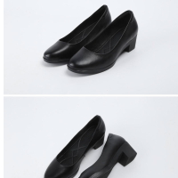 唇爱3368工作鞋女黑色皮鞋35-41码