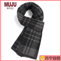 围巾男中老年冬季格子保暖羊毛加厚老人围脖男士高档爸爸冬款