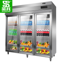 圣托(Shentop)三玻璃门展示柜 风冷冷藏保鲜冰柜 大型不锈钢商用厨房冷柜 DHA01