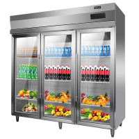 圣托(Shentop)三玻璃门展示柜 直冷冷藏保鲜冰柜 便利店商用单温冷柜 DHA02