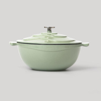 归.禾器 珐琅锅 黑珐琅寿喜锅 26cm大容量微压焖烧炖炒搪瓷锅加深汤锅 深烧炖锅-浅草绿 26cm 4L