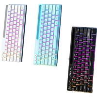 狼蛛(AULA)F3061机械手感键盘 有线mini小键盘 RGB背光键盘 台式电脑笔记本游戏键盘 白色炫彩光