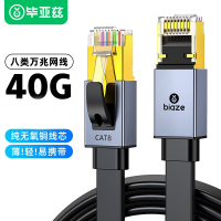 毕亚兹 八类CAT8类网线 双屏蔽40g纯铜万兆网络连接线 游戏电竞路由器监控扁平跳线 成品网线 1米