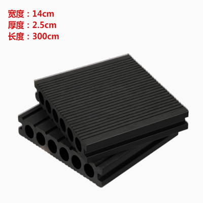 塑木地板整体尺寸3.7m*1.8m,黑色厚25mm圆孔条纹(H)