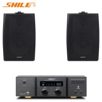 狮乐(SHILE)AV-2011B+BX-105*2会议音响组合套装 商铺超市背景音乐培训音响 会议室蓝牙功放壁挂音响