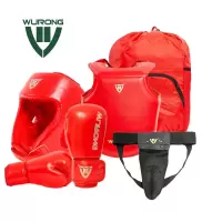 WURONG 散打护具全套拳击格斗训练5件套装散打服蓝色红色可选-WR3005 单位:套